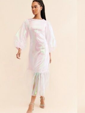 New Anthropologie Pinnacle Shruti Sancheti Organza Maxi Dress XS Petite  Pink